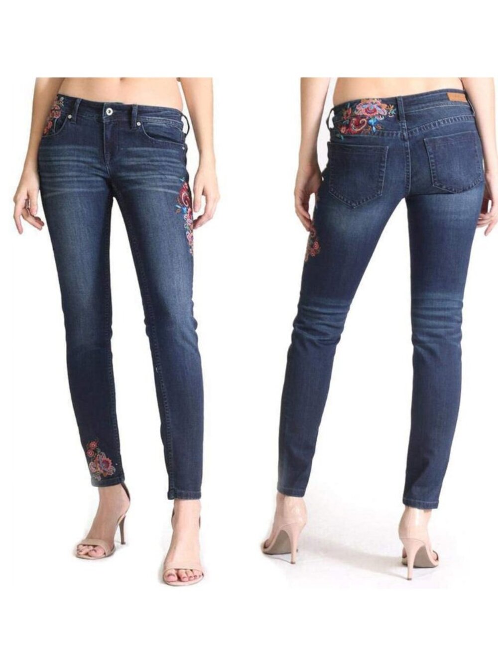 Grace in LA Jeans Women's Bright Floral Embroidery Junior Fit Size 29 EUC